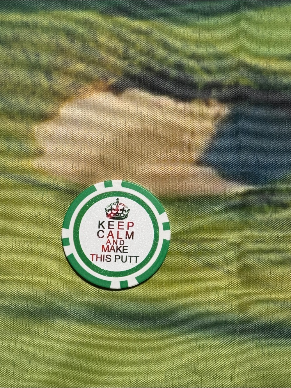 Keep Calm Poker Chip Golf Ball Marker - Green and White
